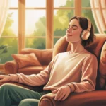Illustration showing a person practicing progressive muscle relaxation to reduce anxiety and stress.